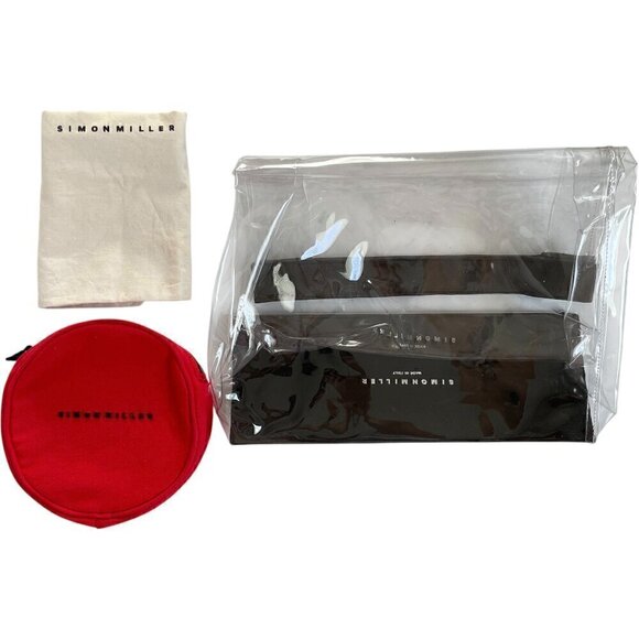 Simon Miller PVC Lunch Bag Clear Tote Black Leather Trim - Picture 3 of 15